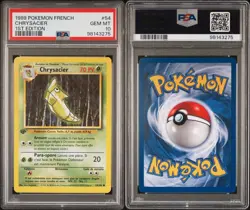 1999 Pokemon FRENCH 1st Edition Base Set Chrysacier-Metapod 54/102 PSA 10 GEM - Image 3