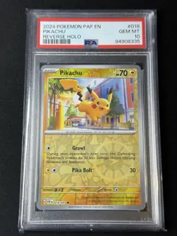 2024 POKEMON PAF EN-PALDEAN FATES REVERSE HOLO #018 PIKACHU PSA 10 - Image 1