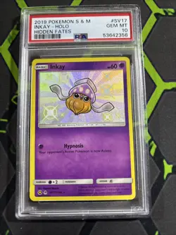 Pokemon Shiny Inkay SV17/SV94 PSA 10 Holo 2019 Hidden Fates - Image 1