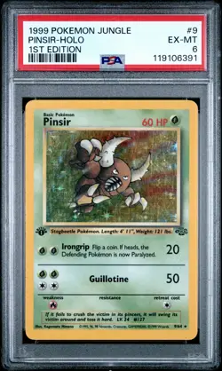 1999 POKEMON JUNGLE 1ST ED #9 PINSIR-HOLO PSA 6 - Image 1