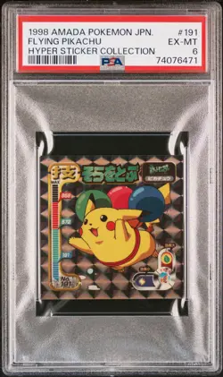 1998 AMADA POKEMON JPN HYPER STICKER COLLECTION #191 FLYING PIKACHU PSA 6 - Image 1