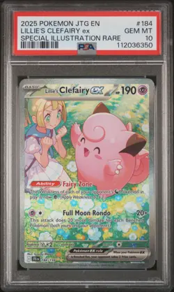 2025 POKEMON JTG EN-JOURNEY TOGETHER #184 LILLIE'S CLEFAIRY EX PSA 10 - Image 1