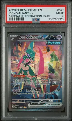 2023 POKEMON PAR EN-PARADOX RIFT SPECIAL ILLUSTRATION RARE IRON VALIANT EX PSA 9 - Image 1
