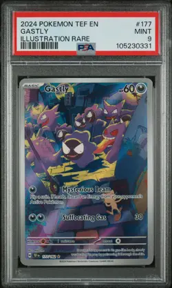 2024 POKEMON TEF EN-TEMPORAL FORCES ILLUSTRATION RARE #177 GASTLY PSA 9 - Image 1