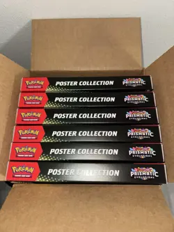 Case of 6 - Pokemon S&V Prismatic Evolutions SEALED Poster Collection with Case - Image 1