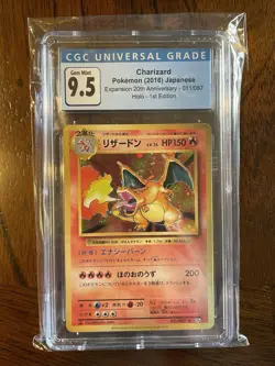 2016 Charizard CGC GEM MINT 10 20th Anniversary 1st Edition Pokemon Card - Image 1