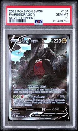 Pokemon TCG Regidrago V 184/195 Silver Tempest Alt Art Ultra Rare Card - PSA 10 - Image 1