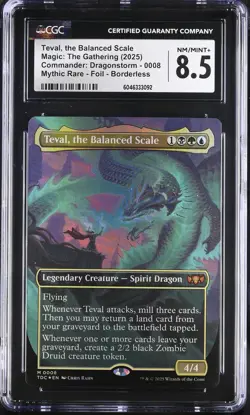 TEVAL, THE BALANCED SCALE Tarkir: Dragonstorm Borderless Foil CGC 8.5 MTG - Image 1
