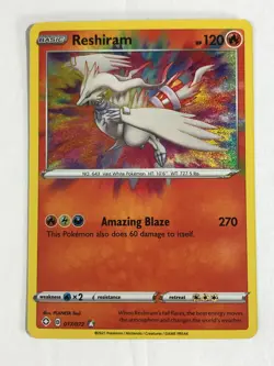 Pokemon Card Shining Fates Amazing Rare Holographic Reshiram 017/072 NM - Image 1