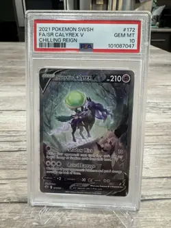 PSA 10 2021 POKEMON CHILLING REIGN 172 ALT ART SHADOW RIDER CALYREX V - Image 1