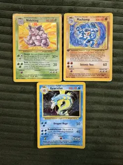 Pokemon Nidoking, 1st Edition Machamp, Gyarados Damaged Bundle - Image 1