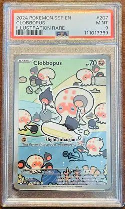 2024 POKEMON SSP EN-SURGING SPARKS ILLUSTRATION RARE #207 CLOBBOPUS PSA 9 - Image 1