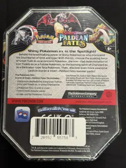 Pokemon TCG Paldean Fates Tin - Shiny Great Tusk ex (5 Packs) - Sealed - Image 2