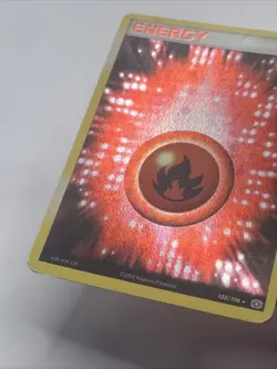 Fire Energy Emerald Holo Rare 102/106 Pokemon TCG (MP) - Image 2