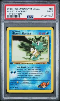 2000 POKEMON GYM CHALLENGE 87 MISTY'S HORSEA PSA 9 MINT 1ST EDITION - Image 1