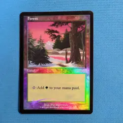 Magic the Gathering Forest Foil Arena ICE English Mounting Card - Image 1