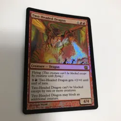 MTG Foil Double Headed Dragon Card Magic the Gathering Collectible - Image 1
