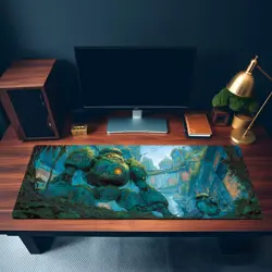Jungle Overgrown Mechs MTG Playmat - Mossy Robot Forest Mat - Image 3