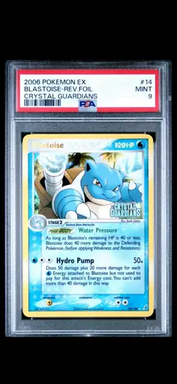 2006 Pokemon EX Crystal Guardians Blastoise #14 Rare Reverse Foil PSA 9 - Image 1