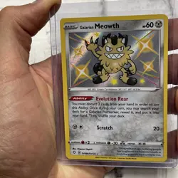Pokemon Galarian Meowth SV086/SV122 Shining Fates: Shiny Vault Holo NM Pokemon - Image 1