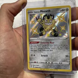 Pokemon Galarian Meowth SV086/SV122 Shining Fates: Shiny Vault Holo NM Pokemon - Image 2