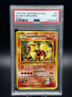 PSA 9 - Blaine's Arcanine No. 59 Gym 2 Japanese -Holo Rare- Pokemon Vintage 1999 - Image 1