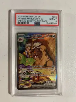 2025 Pokemon Destined Rivals Arven's Mabosstiff ex 235/182 SIR PSA 8 - Image 1