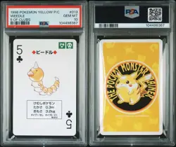 PSA 10 GEM MINT Pokemon Yellow Playing Card - Weedle 5 of Clubs (POP 2) - Image 1
