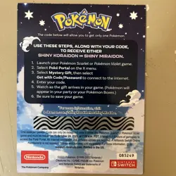 Shiny Koraidon Or Shiny Miraidon Code Card Pokemon Scarlet Violet *Unscrached* - Image 2