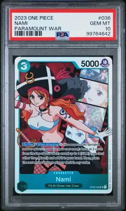 2023 ONE PIECE OP02-036 NAMI - PSA 10 - PARAMOUNT WAR #36 TCG CARD - Image 1