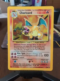 Pokemon TCG Charizard Base Set 4/130 Holo Rare Card NM - Image 1