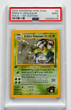 Pokemon Gym Challenge 🍃 4 Erika's Venusaur 1. Edition Holo PSA 9 MINT Bisaflor - Image 1