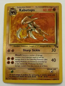 1999 Kabutops 24/62 Fossil Unlimited Non-Holo Rare Pokemon TCG WoTC - HP - Image 1