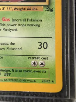Pokemon TCG Muk 28/62 Fossil Unlimited Non-Holo Rare Vintage LP - Image 5