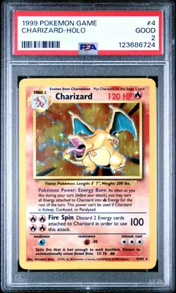 1999 POKEMON BASE SET UNLIMITED #4 CHARIZARD-HOLO PSA 2 - Image 1