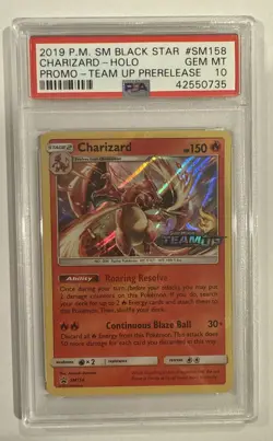 Pokemon Team Up Prerelease Charizard SM158 Sm Holo PSA 10 GEM - Image 1