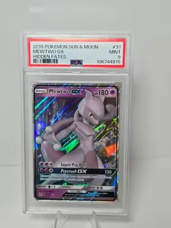Pokemon TCG- Mewtwo GX - 31/68 SUN & MOON HIDDEN FATES GRADED PSA 9 MINT - Image 1