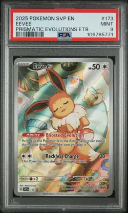 2025 Pokemon Prismatic Evolutions ETB Black Star Promo Eevee #173 PSA 9 Mint - Image 1