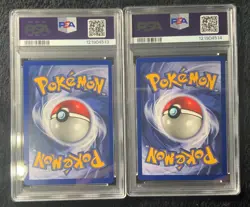 1999 POKEMON FOSSIL #56 & #44 TENTACOOL + TENTACRUEL SEQUENTIAL PSA 9 MINT - Image 2