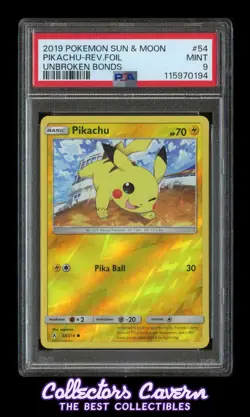 2019 Pokemon Unbroken Bonds #54 Pikachu PSA 9 (MINT) Reverse Holo - Image 1