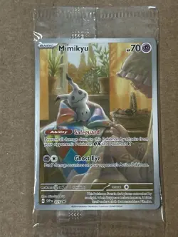 SEALED Pokemon Mimikyu SVP 075 Paldean Fates Full Art Holo Black Star Promo NM - Image 1