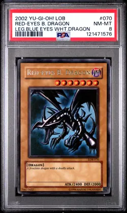 2002 YU-GI-OH! LOB-LEGEND OF BLUE EYES WHITE DRAGON RED-EYES B. DRAGON PSA 8 - Image 1