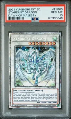 2021 YU-GI-OH! DAMA-DAWN OF MAJESTY 1ST ED #EN100 STARDUST DRAGON PSA 10 - Image 1