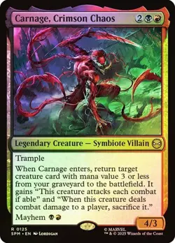 NM Foil Carnage, Crimson Chaos, MTG, Marvel's Spider-Man, Magic, 125 - Image 1