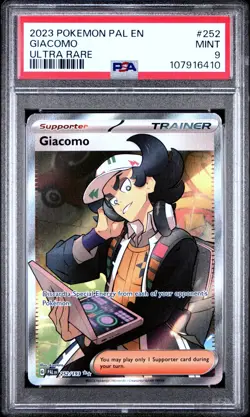 Pokemon TCG Giacomo 252/193 2023 Paldea Evolved Ultra Rare Card - PSA 9 MINT - Image 1