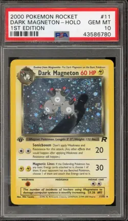 Pokemon Dark Magneton Team Rocket 1st Edition Holo Rare #11 PSA 10 Gem Mint - Image 1