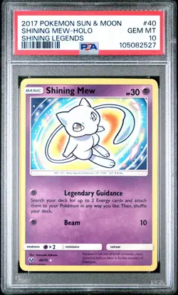 Pokemon Shining Mew Holo PSA 10 Sun & Moon Shining Legends 40/73 2017 - Image 1