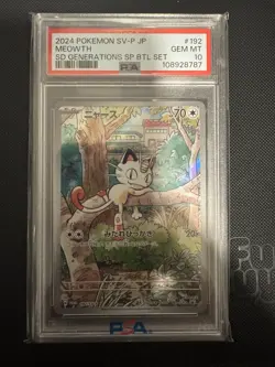 2024 POKEMON JAPANESE SV-P PROMO GENERATIONS SPECIAL BATTLE #192 MEOWTH PSA 10 - Image 1