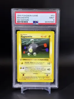 Magnemite Pokemon TCG 1999 Base Set 1st Edition PSA 9 Shadowless Mint Gray Stamp - Image 1