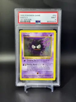 Gastly Pokemon TCG 1999 Base Set 1st Edition PSA 9 Shadowless Mint Gray 3D Stamp - Image 1